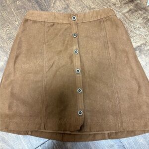 Hollister Women’s Brown Button-Front Faux Suede Skirt
